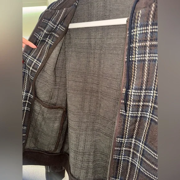 Marc by Marc Jacobs Plaid Zip-Up Hoodie Jacket – Brown & Navy - Picture 10 of 10